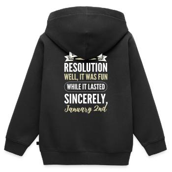 Dear New Resolution, Happy New Year's Day Eve - Kids Premium Organic Zip-up Hoodie - black - Back - AI Model Kid Male (0cm)