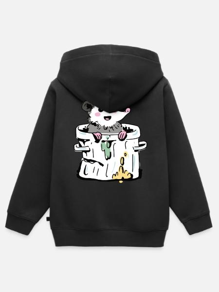 Opossum im Müll - Kinder Premium Organic Zip Hoodie - Schwarz