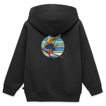 Skifahrer Skifahren Retro - Kinder Premium Organic Zip Hoodie - Schwarz - Hinten - AI Model Kid Male (0cm)