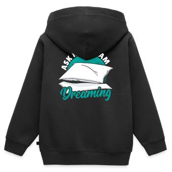 Demandez-moi si je rêve Rêve lucide - Sweat Premium à capuche zippé enfant bio - noir - Dos - AI Model Kid Male (0cm)