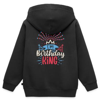 Geburtstag, buntes-Feuerwerk, Spruch Birthday-King - Kinder Premium Organic Zip Hoodie - Schwarz - Hinten - AI Model Kid Male (0cm)