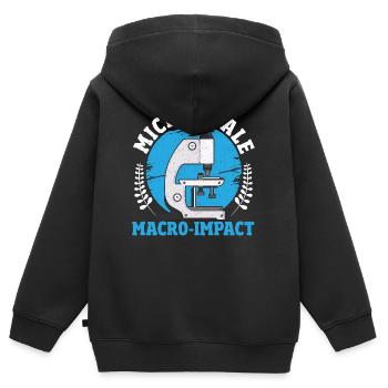 Micro-Scale, Macro-Impact Microbiology - Kids Premium Organic Zip-up Hoodie - black - Back - AI Model Kid Male (0cm)