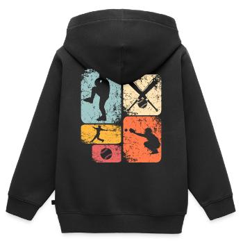 Baseball - Kinder Premium Organic Zip Hoodie - Schwarz - Hinten - AI Model Kid Male (0cm)