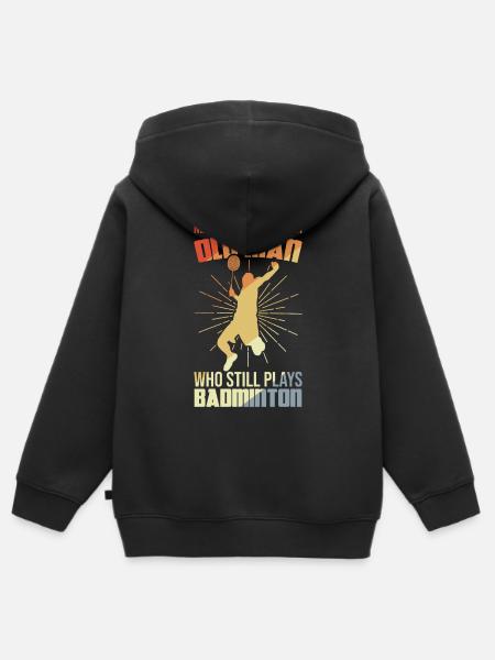 Badminton Grootvader - Kinder Premium zip hoodie biologisch - zwart