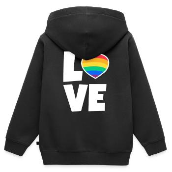 Saint-Valentin, Saint-Valentin, Saint-Valentin - Sweat Premium à capuche zippé enfant bio - noir - Dos - AI Model Kid Male (0cm)