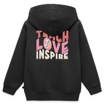 Teach Love Inspire Teacher Retro Groovy Teacher - Kinder Premium Organic Zip Hoodie - Schwarz - Hinten - AI Model Kid Male (0cm)