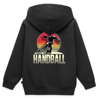 Handball Handballer - Kinder Premium Organic Zip Hoodie - Schwarz - Hinten - AI Model Kid Male (0cm)