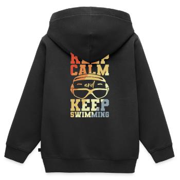 Lustiger Schwimmer Witz - Kinder Premium Organic Zip Hoodie - Schwarz - Hinten - AI Model Kid Male (0cm)