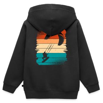 Kitesurfer Kitesurf Kitesurf - Sweat Premium à capuche zippé enfant bio - noir - Dos - AI Model Kid Male (0cm)