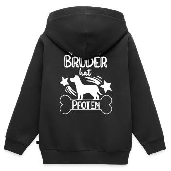 Mein Bruder hat Pfoten Hunde Baby Hund - Kinder Premium Organic Zip Hoodie - Schwarz - Hinten - AI Model Kid Male (0cm)