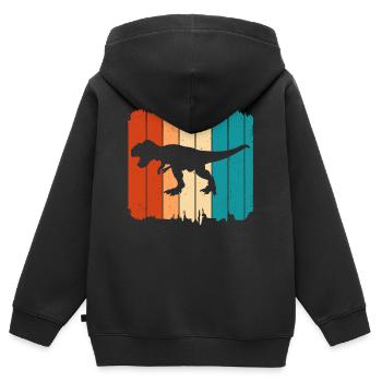 T-Rex - Kinder Premium Organic Zip Hoodie - Schwarz - Hinten - AI Model Kid Male (0cm)