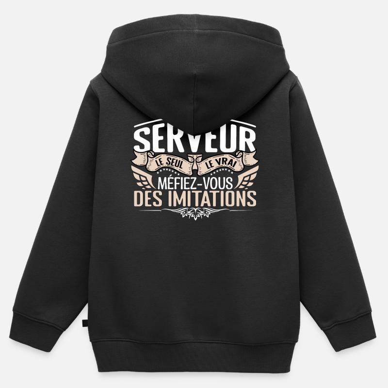 Serveur le seul Serveur le vrai Serveur - Sweat Premium à capuche zippé enfant bio - noir