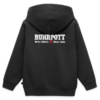 Ruhrpott Meine Heimat meine Liebe Herz - Kinder Premium Organic Zip Hoodie - Schwarz - Hinten - AI Model Kid Male (0cm)