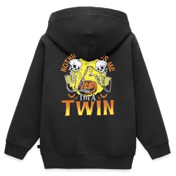 Nothing Scares Me I'm A Twin Halloween Twins - Kinder Premium Organic Zip Hoodie - Schwarz - Hinten - AI Model Kid Male (0cm)