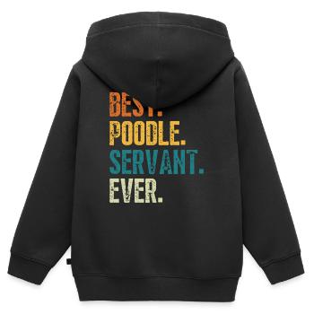 Bester Pudelhund Diener aller Zeiten Distressed Retro Font - Kinder Premium Organic Zip Hoodie - Schwarz - Hinten - AI Model Kid Male (0cm)