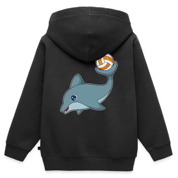 Joueur de volleyball Delfin Volleyball - Sweat Premium à capuche zippé enfant bio - noir - Dos - AI Model Kid Male (0cm)