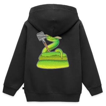 Schlange Landwirt Harke Bauernhof - Kinder Premium Organic Zip Hoodie - Schwarz - Hinten - AI Model Kid Male (0cm)