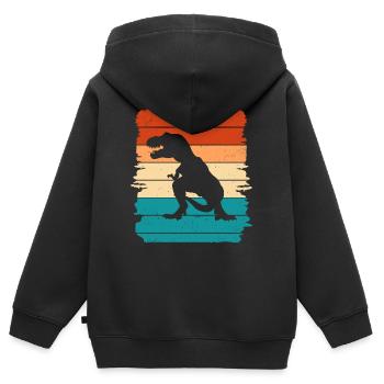 T-Rex - Kinder Premium Organic Zip Hoodie - Schwarz - Hinten - AI Model Kid Male (0cm)