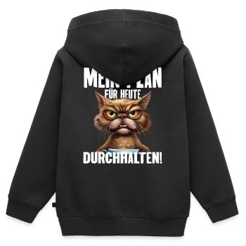 Mein Plan Für Heute Durchhalten! - Kinder Premium Organic Zip Hoodie - Schwarz - Hinten - AI Model Kid Male (0cm)