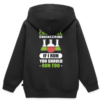 Génie chimique Si je cours vous devriez chimique - Sweat Premium à capuche zippé enfant bio - noir - Dos - AI Model Kid Male (0cm)