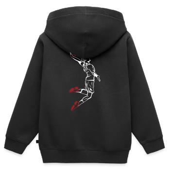 Joueur de basket-ball Slam Dunk - Sweat Premium à capuche zippé enfant bio - noir - Dos - AI Model Kid Male (0cm)