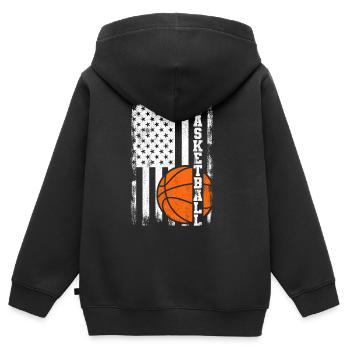 Patriotischer Basketballer - Kinder Premium Organic Zip Hoodie - Schwarz - Hinten - AI Model Kid Male (0cm)