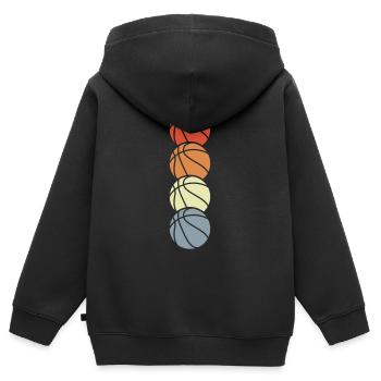 Vintage Basketball Bälle - Kinder Premium Organic Zip Hoodie - Schwarz - Hinten - AI Model Kid Male (0cm)