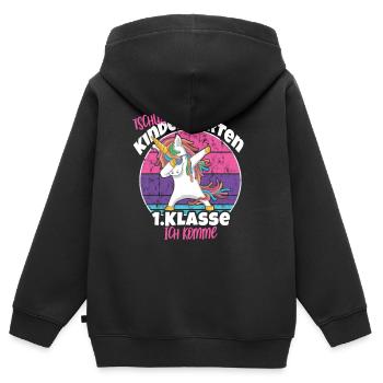 Tschüss Kindergarten erste Klasse ich komme - Kinder Premium Organic Zip Hoodie - Schwarz - Hinten - AI Model Kid Male (0cm)