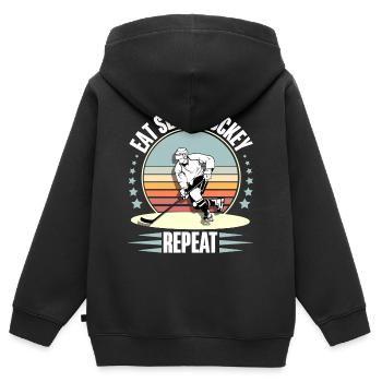 Eishockey - Kinder Premium Organic Zip Hoodie - Schwarz - Hinten - AI Model Kid Male (0cm)