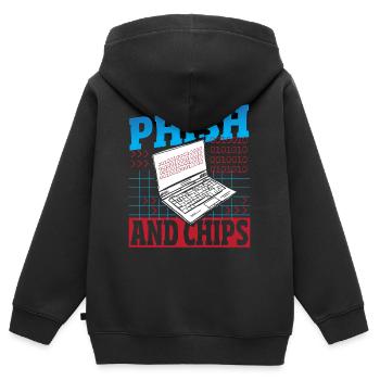 Phish and Chips Hacker Hacking Internet Network - Kids Premium Organic Zip-up Hoodie - black - Back - AI Model Kid Male (0cm)