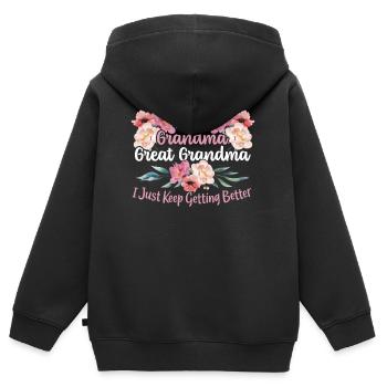 Mom Grandma Great Grandma I Just Keep Getting - Kinder Premium Organic Zip Hoodie - Schwarz - Hinten - AI Model Kid Male (0cm)