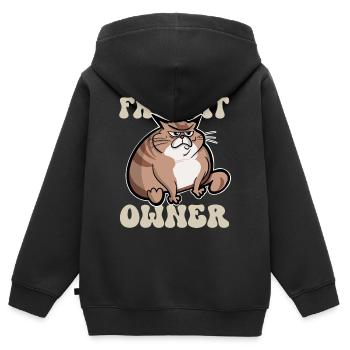 Propriétaire de gros chat - Sweat Premium à capuche zippé enfant bio - noir - Dos - AI Model Kid Male (0cm)