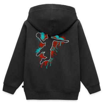 Basketball Basketballer - Kinder Premium Organic Zip Hoodie - Schwarz - Hinten - AI Model Kid Male (0cm)