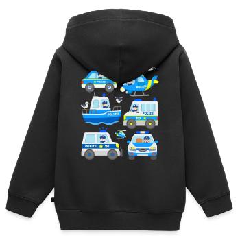 Polizei Auto Polizist Kinder Fahrzeuge Helikopter - Kinder Premium Organic Zip Hoodie - Schwarz - Hinten - AI Model Kid Male (0cm)