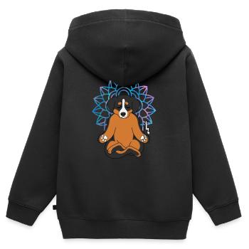Chemise Chien Yoga Mandala Drôle Spirituel Med - Sweat Premium à capuche zippé enfant bio - noir - Dos - AI Model Kid Male (0cm)