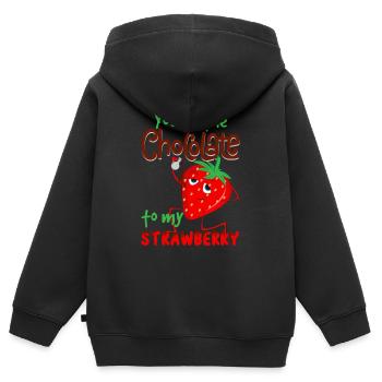 Kombination Erdbeere Schokolade Lecker essen - Kinder Premium Organic Zip Hoodie - Schwarz - Hinten - AI Model Kid Male (0cm)