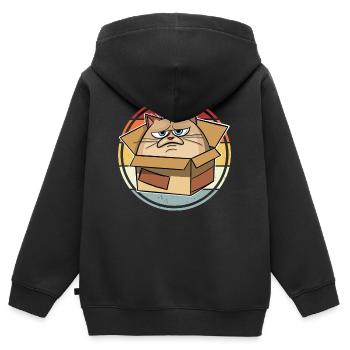 Katze Im Karton - Kinder Premium Organic Zip Hoodie - Schwarz - Hinten - AI Model Kid Male (0cm)