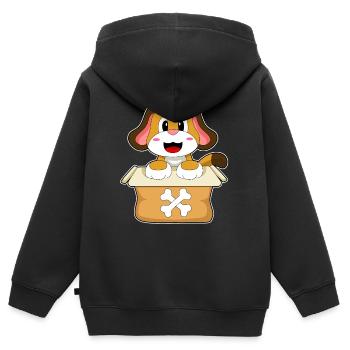 Hund Karton - Kinder Premium Organic Zip Hoodie - Schwarz - Hinten - AI Model Kid Male (0cm)