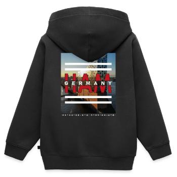 Hamburg HAM Germany - Kids Premium Organic Zip-up Hoodie - black - Back - AI Model Kid Male (0cm)