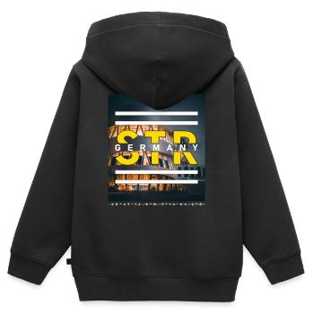 Stuttgart STR Allemagne - Musée - Sweat Premium à capuche zippé enfant bio - noir - Dos - AI Model Kid Male (0cm)