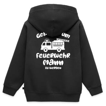 Geboren um Feuerwehrmann zu werden Feuerwehr - Kinder Premium Organic Zip Hoodie - Schwarz - Hinten - AI Model Kid Male (0cm)