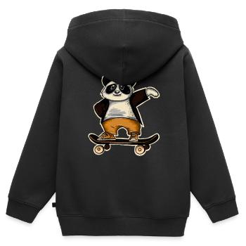 Panda Skate Skater Skateboard Skaten - Kinder Premium Organic Zip Hoodie - Schwarz - Hinten - AI Model Kid Male (0cm)