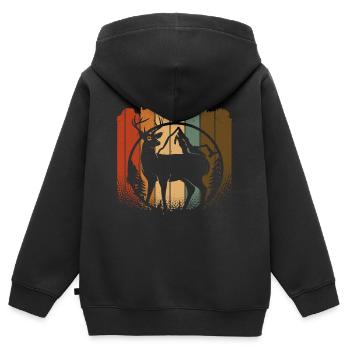 Hirsch - Kinder Premium Organic Zip Hoodie - Schwarz - Hinten - AI Model Kid Male (0cm)