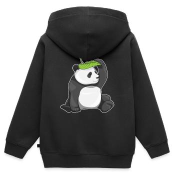 Panda Leaf - Sweat Premium à capuche zippé enfant bio - noir - Dos - AI Model Kid Male (0cm)