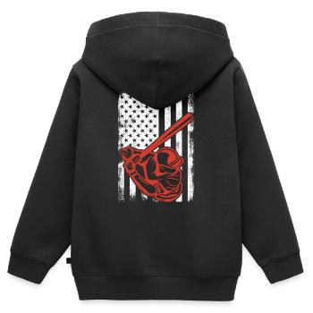 Patriotischer Baseballspieler - Kinder Premium Organic Zip Hoodie - Schwarz - Hinten - AI Model Kid Male (0cm)
