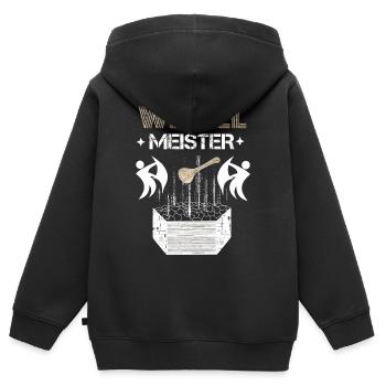 Sauna Wedel Meister - Kinder Premium Organic Zip Hoodie - Schwarz - Hinten - AI Model Kid Male (0cm)