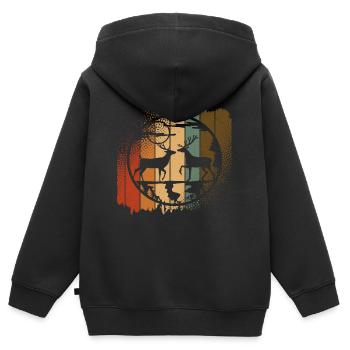 chevreuil - Sweat Premium à capuche zippé enfant bio - noir - Dos - AI Model Kid Male (0cm)