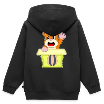 Hamster Karton - Kinder Premium Organic Zip Hoodie - Schwarz - Hinten - AI Model Kid Male (0cm)