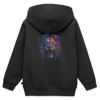 Farbiger Löwenkopf - Kinder Premium Organic Zip Hoodie - Schwarz - Hinten - AI Model Kid Male (0cm)