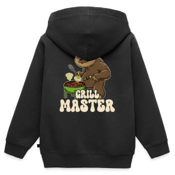 Faultier Grillkönig Grillmeister Grillzange Grill - Kinder Premium Organic Zip Hoodie - Schwarz - Hinten - AI Model Kid Male (0cm)